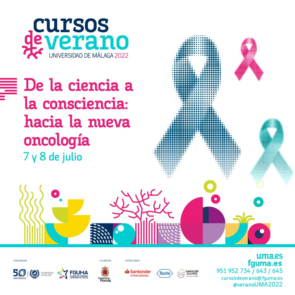 Oncomálaga (@oncomalaga) on Twitter photo 🔵 El próximo 7 y 8 de julio nuestra oncóloga Bella Pajares dirigirá el curso ‘De la ciencia a la consciencia: hacia la nueva oncología’, dentro de los Cursos de Verano de la <a href="/fguma/">Fundación General UMA #FGUMAcontigo</a>, que se celebran este año en Ronda.
✍️ Más información e inscripciones en fguma.es/curso-verano/c… 🔵 El próximo 7 y 8 de julio nuestra oncóloga Bella Pajares dirigirá el curso ‘De la ciencia a la consciencia: hacia la nueva oncología’, dentro de los Cursos de Verano de la <a href="/fguma/">Fundación General UMA #FGUMAcontigo</a>, que se celebran este año en Ronda.
✍️ Más información e inscripciones en fguma.es/curso-verano/c…
