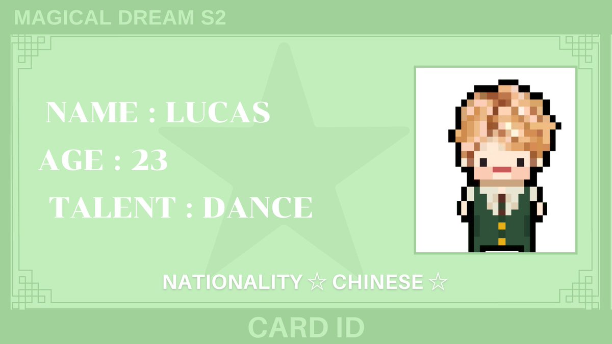 MagicalDream_MI's tweet photo. MAGICAL DREAM (마법의 꿈)

SEASON 2 : Trainee Introduction #4
🍀CARD ID (Boy Version)🍀

Lucas (Independant)
Hojun &amp; Koshyo @THEROYALLABEL
Doh Minchae (Independant) https://t.co/hegfPFdIHN
