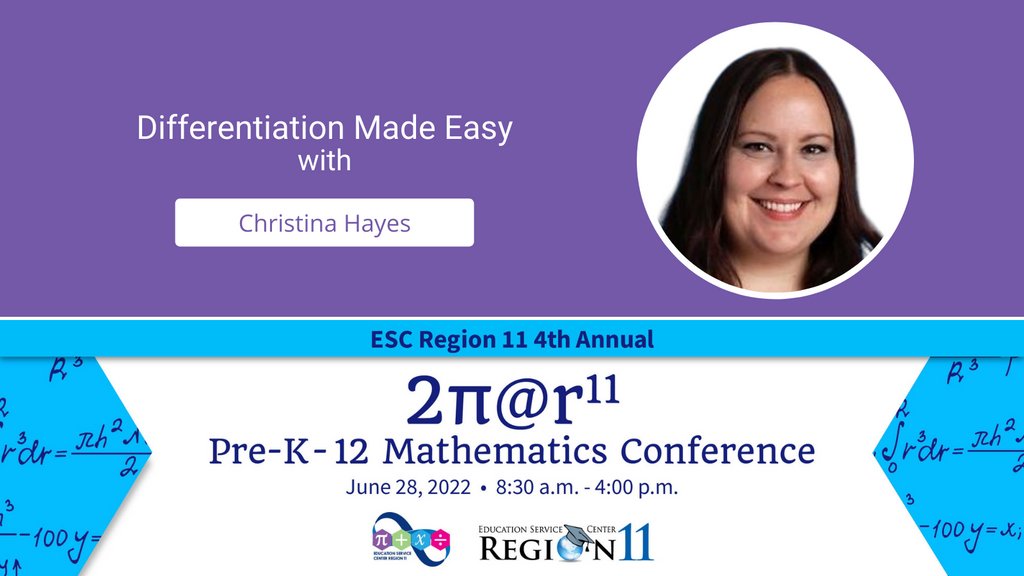 r11Math's tweet photo. Christina Hayes is today's featured presenter!
Don't miss out on her session! Sign up here: https://t.co/Ztw0AJrYYC
#r11math #differentiationinmath https://t.co/PJVooivRpr