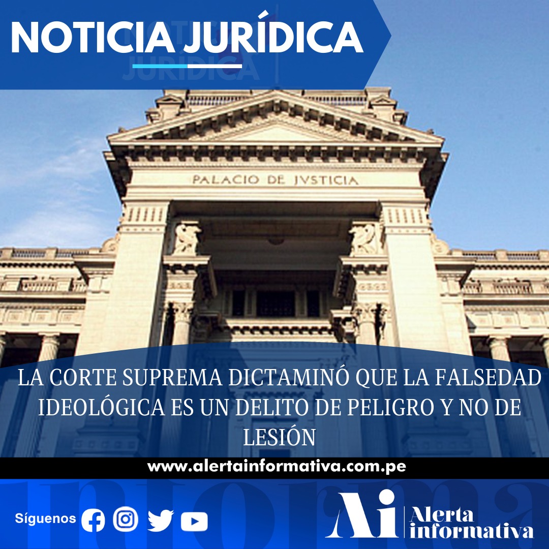 AlertaInformati's tweet photo. LA CORTE SUPREMA DICTAMINÓ QUE LA FALSEDAD IDEOLÓGICA ES UN DELITO DE PELIGRO Y NO DE LESIÓN 

¿Qué otro tema de interés te gustaría conocer?
¡Déjanos tus comentarios!
Leer noticia aquí 👇
https://t.co/hTPgvwAMSG https://t.co/mvRkWrbFeb
