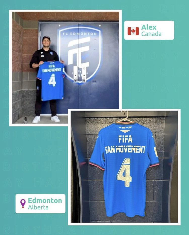 lev_mejia's tweet photo. Four years now since the #FIFAFanMovement was founded and grateful for being part of this unique community aiming to make football truly global.

For this ocasion, we celebrate its fourth anniversary with an @FCEdmontonNow personalized jersey. 🇨🇦👕

#FCEd
#CanPL 
#WeLiveFootball https://t.co/9JBVaYjD2B