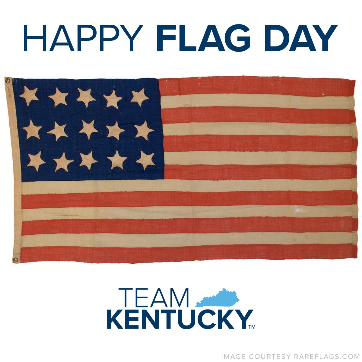slackerdrummer's tweet image. A rare American flag with 15 stars and 13 stripes dating from some time after Kentucky became the 15th of these United States. #FlagDay