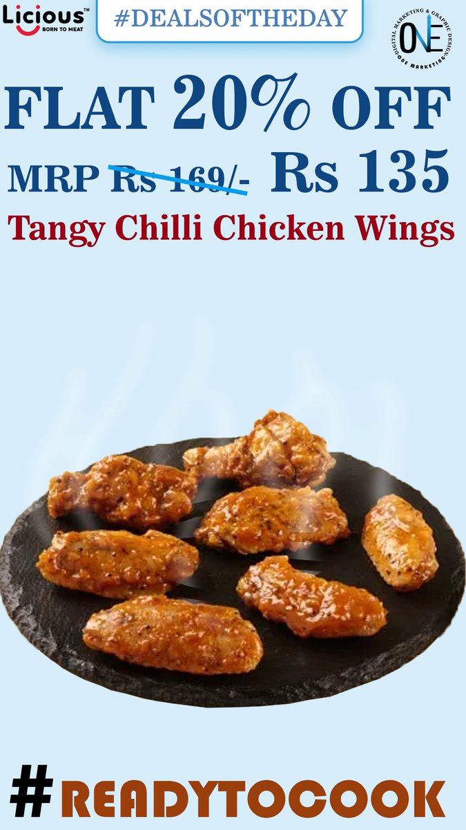 ONE_MARKETING22's tweet photo. Today #DEALSOFTHEDAY is @licious_foods Tangy Chilli Chicken Wings #readytocook
SHOP NOW link is here https://t.co/WwjXcA8Mo3

Follow @ONE_MARKETING22 
#onemarketingmme #makemarketingeasy #licious #delicious #chicken #chickenwings #food #tasty #tastyfood #lavish #discount #flatoff https://t.co/UFhNJgpZy8