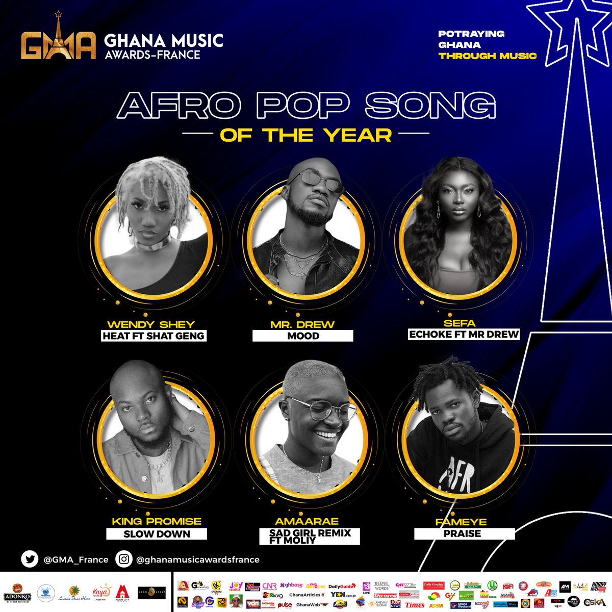 sametdesigns's tweet photo. GHANA MUSIC AWARDS- FRANCE @GMA_France 

NOMINEES CATEGORIES

WHO WINS WHAT???

(art by @sametdesigns)

CC: @gyaigyimii @BenopaOnyx1 @KobbyKyei_ @annesophieave @AsieduMends @Opresii @NebaSark 

{THREAD} https://t.co/vdRaRu25lw