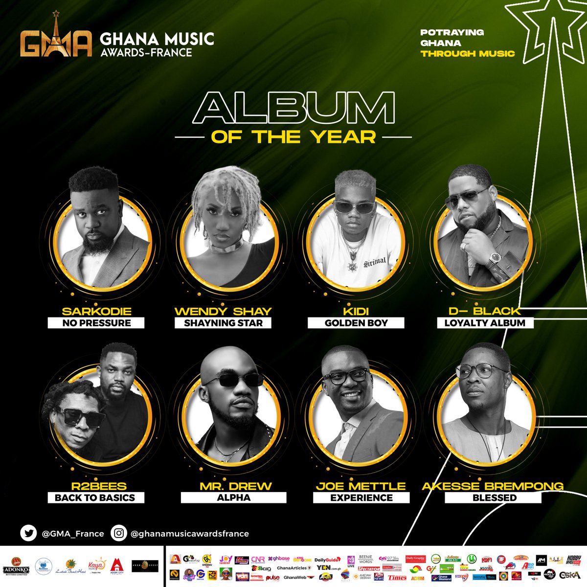 sametdesigns's tweet photo. GHANA MUSIC AWARDS- FRANCE @GMA_France 

NOMINEES CATEGORIES

WHO WINS WHAT???

(art by @sametdesigns)

CC: @gyaigyimii @BenopaOnyx1 @KobbyKyei_ @annesophieave @AsieduMends @Opresii @NebaSark 

{THREAD} https://t.co/vdRaRu25lw
