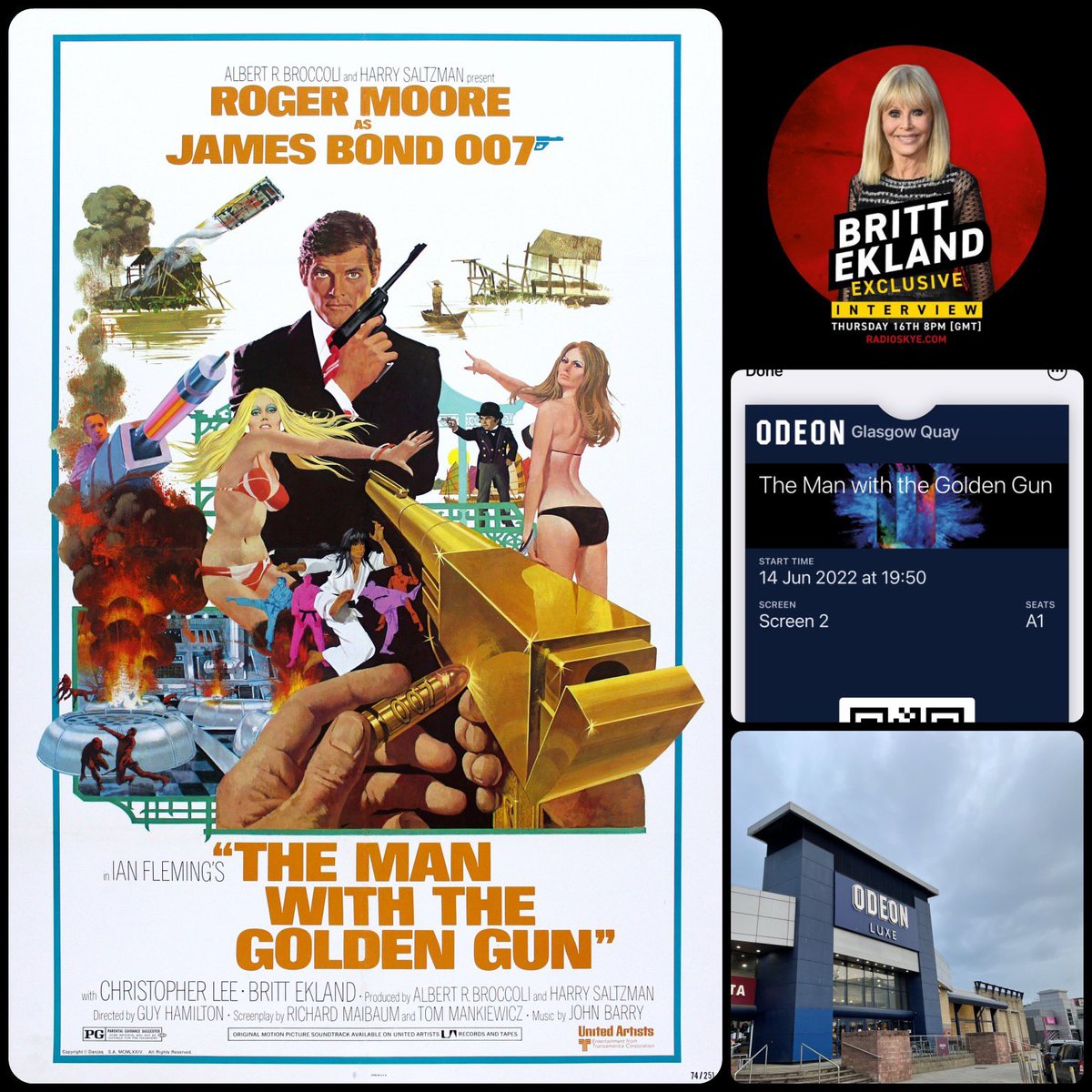 dale_mcfadzean's tweet photo. Off to see The Man With The Golden Gun tonight. Don’t miss Britt Ekland on the next episode of The THUNDERBALLS Radio Show on Radio Skye.
#Bond #JamesBond #BrittEkland #60yearsofbond #odeon #thunderballs007
Tune into the show at 8pm this Thursday only on https://t.co/Rq29NO6U6y https://t.co/sQ4EUndCpz