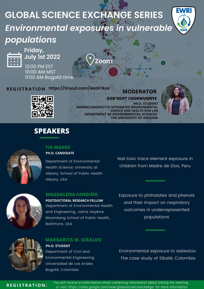 womenwaternexus's tweet photo. Join the next GSE session on "Environmental exposures in vulnerable populations". Register https://t.co/jjjcmwQivH
more info: https://t.co/08uLrGwvSj
#globalscienceexchange
@ASCE_EWRI https://t.co/6zfsVCpcBN