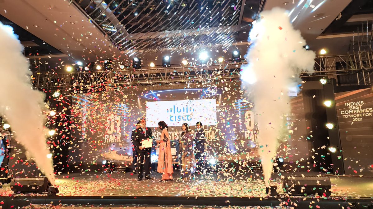 GPTW_India's tweet image. #100BestCompanies Watch Live Now! bit.ly/3NOElrt India&apos;s Best Companies to Work For 2022.

Congratulations Cisco Systems India Private Limited @cisco_in on featuring in the top 3.
 
#BestWorkplaces #GPTW4ALL 
@EconomicTimes