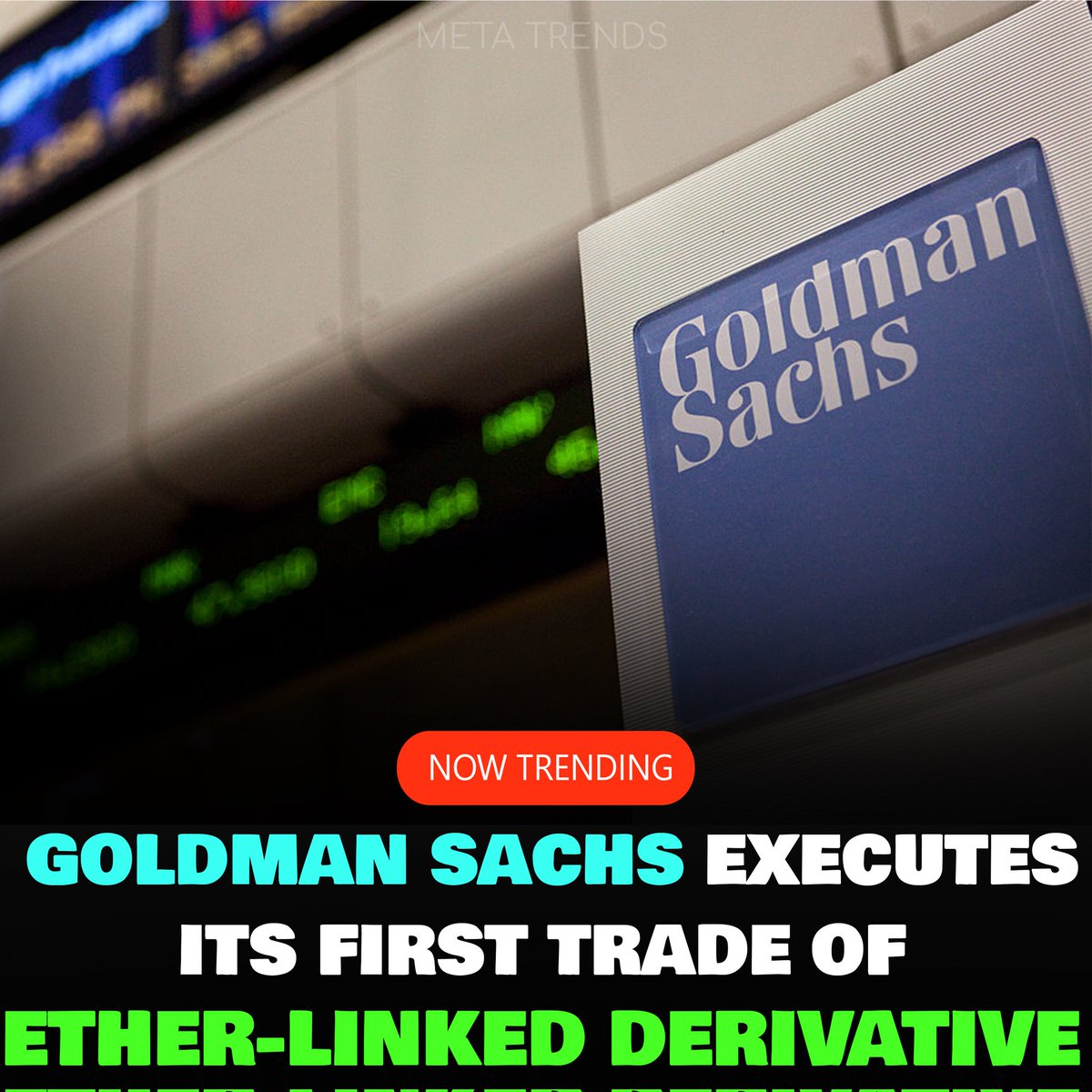 Goldman Sachs (GS), The Wall Street behemoth has completed its first Ethereum non-deliverable forwards, a derivative that pays out based on the price of ether and provides institutional investors with indirect access to the cryptocurrency.

#Cryptos #Ethereum #CryptoNews
