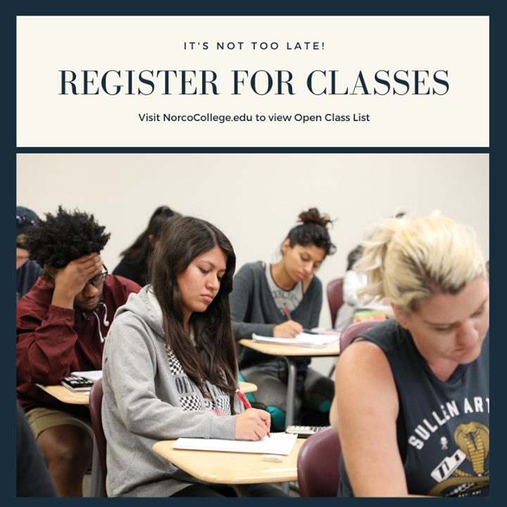 NorcoCollege's tweet photo. It's not too late to register for Summer classes! View the open classes at https://t.co/uDdAmb7Bf3 #registerforclasses https://t.co/Spx2zUPLRZ
