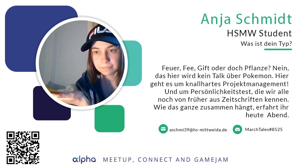 Die letzte Rednerin ist hier! 
Um von den ganzen fantastischen Themen wieder auf Grund und Boden zu kommen gibt es noch einen Vortrag zu Projektmanagement und Persönlichkeitstest. Wie passt das denn zueinander? 
Das erfahrt ihr heut 19.00 beim alpha Rednerabend!