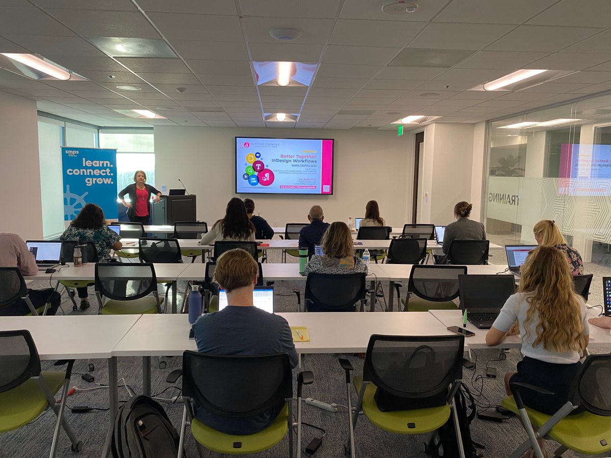 SMPSTampaBay's tweet photo. Thanks to everyone who attended the Better Together: InDesign Workflows Workshop and to Julie Shaffer, InDesign expert and trainer! This educational training workshop helped teach the harmony between multiple creative programs – and numerous team members. https://t.co/x79TXnbkR0
