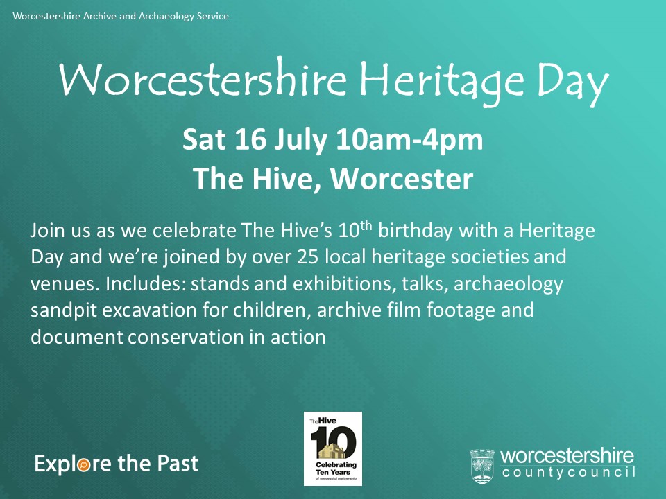 ExploreThePast's tweet photo. Join us here in The Hive on Sat 16 July for Worcestershire Heritage Day. 
The event is free and you can drop in between 10am and 4pm. https://t.co/gCraNfpllc