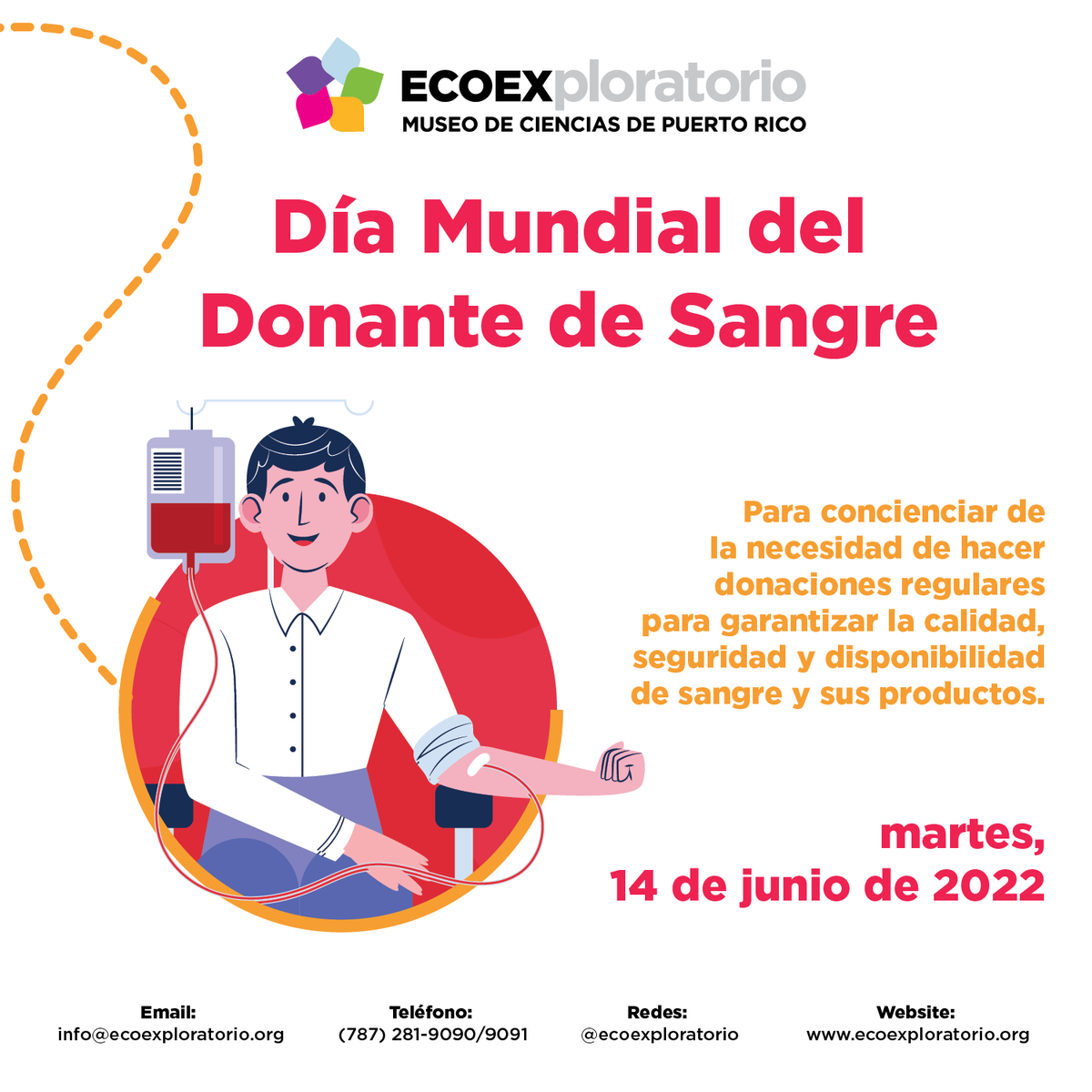 ECOEXPLORATORIO's tweet photo. Día Mundial del Donante de Sangre. 🩸
Para concienciar de la necesidad de hacer donaciones regulares para garantizar la calidad, seguridad y disponibilidad de sangre y sus productos.
#cienciadivertida #cienciaenpuertorico #mimuseopr #cienciavirtual #puertorico https://t.co/k7bADg6ckT