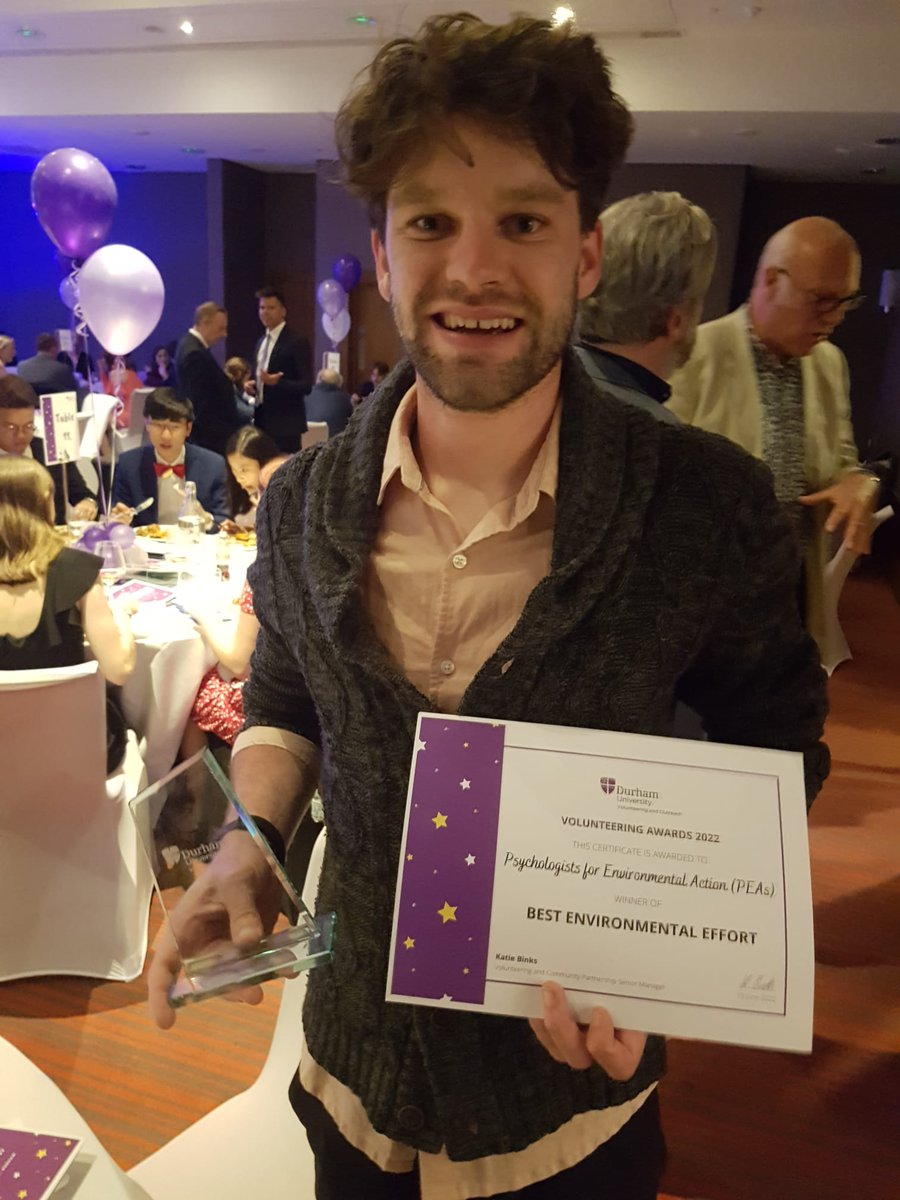 Durham Psychology (@durhampsych) on Twitter photo A huge congrats to <a href="/PEAs_Durham/">Psychologists For Environmental Action (PEAs)</a>, who recently won the "Best Environmental Effort Award" at <a href="/durham_uni/">Durham University</a> Volunteer Awards. <a href="/PEAs_Durham/">Psychologists For Environmental Action (PEAs)</a>
raises awareness about environmental issues and promotes actions we can all make towards a greener University and community. Congrats to all! 👏👏 A huge congrats to <a href="/PEAs_Durham/">Psychologists For Environmental Action (PEAs)</a>, who recently won the "Best Environmental Effort Award" at <a href="/durham_uni/">Durham University</a> Volunteer Awards. <a href="/PEAs_Durham/">Psychologists For Environmental Action (PEAs)</a>
raises awareness about environmental issues and promotes actions we can all make towards a greener University and community. Congrats to all! 👏👏