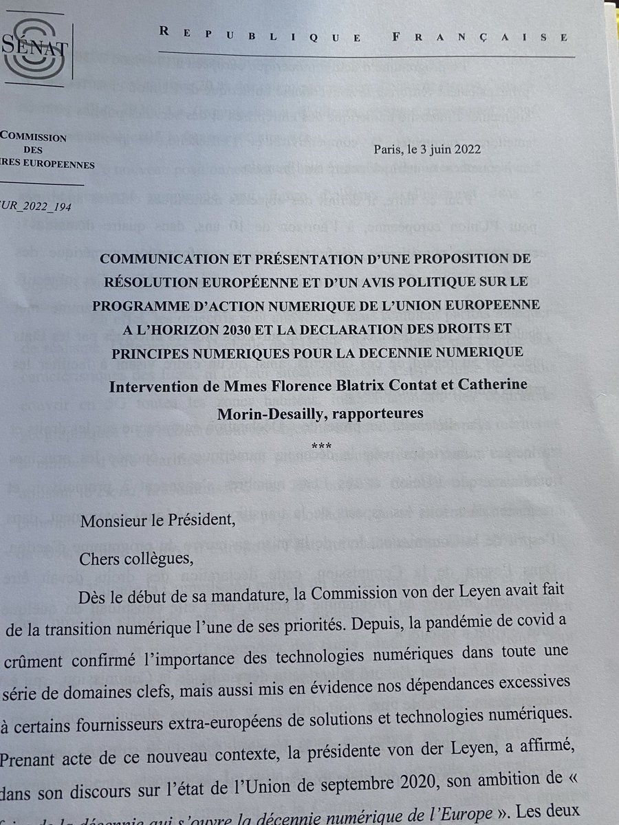 C_MorinDesailly's tweet photo. [ boussole numérique - programme d’action de l’Union Européenne horizon 2030 - charte des droits et principes numériques ] 👉présentation de notre rapport, de notre avis politique, de notre propos de résolution dvt la #comAffUE @Senat européennes présidée par @RAPINJF https://t.co/ouNBX9MWe5