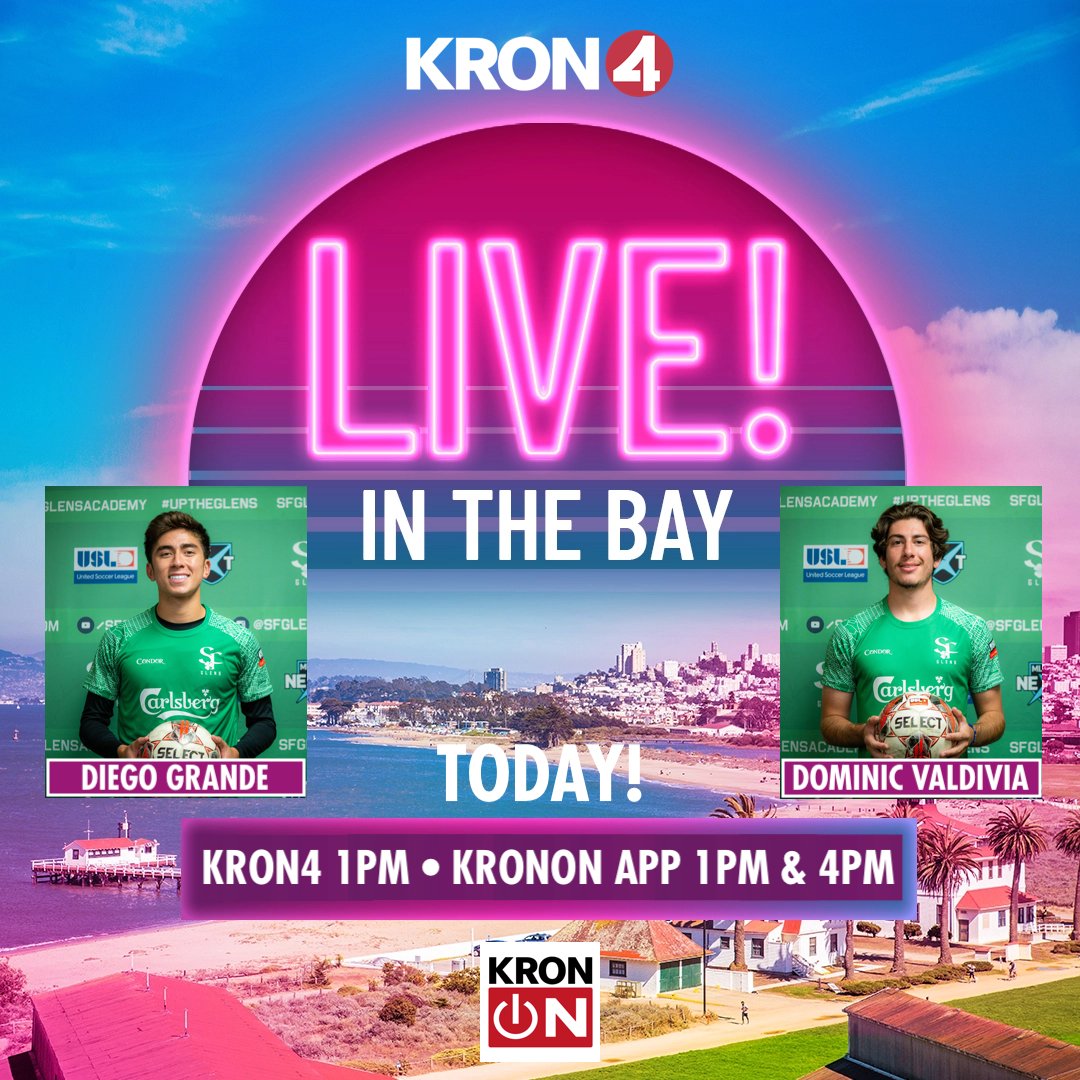 San Francisco Glens SC (@sfglenssc) on Twitter photo ๐บ๐จ ๐๐๐๐ก๐ฆ ๐ข๐ก ๐ง๐ฉ ๐๐๐๐ฅ๐ง!
Tune into <a href="/kron4news/">KRON4 News</a> today at 1pm (and the KRONon app at 1pm/4pm) as Diego Grande and Dom Valdivia join <a href="/livlandisjets/">Olivia Horton</a> on <a href="/liveinthebaytv/">LIVE! in The Bay</a> to talk about Saturdayโs <a href="/USLLeagueTwo/">USL League Two</a> showdown with @project51O!
Get the app: kronon.tv/get-the-app ๐บ๐จ ๐๐๐๐ก๐ฆ ๐ข๐ก ๐ง๐ฉ ๐๐๐๐ฅ๐ง!
Tune into <a href="/kron4news/">KRON4 News</a> today at 1pm (and the KRONon app at 1pm/4pm) as Diego Grande and Dom Valdivia join <a href="/livlandisjets/">Olivia Horton</a> on <a href="/liveinthebaytv/">LIVE! in The Bay</a> to talk about Saturdayโs <a href="/USLLeagueTwo/">USL League Two</a> showdown with @project51O!
Get the app: kronon.tv/get-the-app