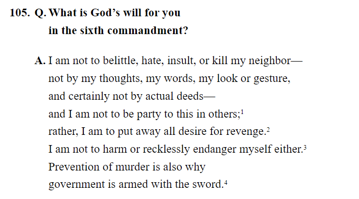 porterharlow's tweet photo. "I am not to belittle...my neighbor...by my thoughts, my words, my look or gesture"
Heidelberg Catechism 105 #ImagoDei #6thCommandment https://t.co/QLxublIcYP