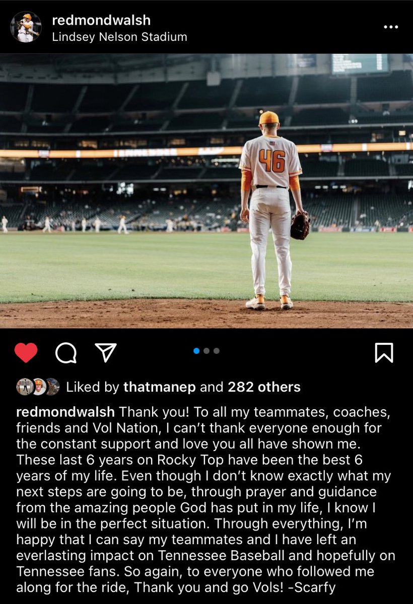 SmokeyLowdown's tweet photo. Tennessee closer @RedmondWalsh1 with a thank you to his teammates, coaches, friends, and Vol Nation after his Tennessee career has come to an end.
Redmond tied Todd Helton for most career saves at Tennessee. https://t.co/eWasMKWn6y