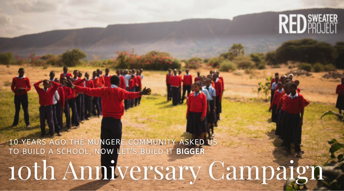 RedSweaterPro's tweet photo. June 14th is the 10th anniversary of the community’s donation of 15 acres of land where the Mungere School was soon built. Today, we are kicking off our biggest campaign yet celebrating 10 years of educating students.

Learn more at  https://t.co/9yo1s6KNUu https://t.co/pNpRAqVXf4