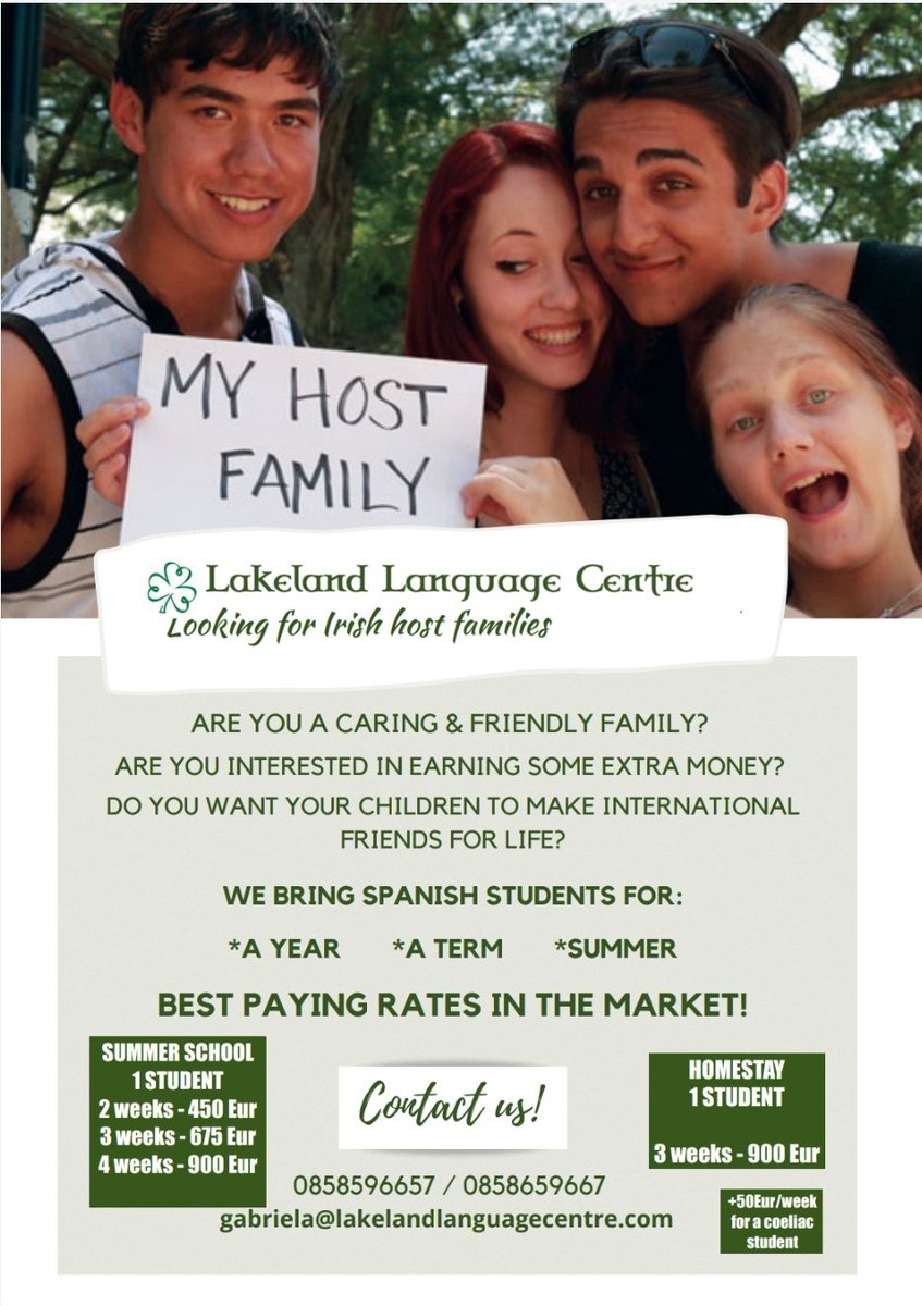 VSBALLYMAHON's tweet image. Become a host family this Autumn for International language students.

@MLC_ie #Interstudies #Lakeland #LanguageStudents #EuroLanguage