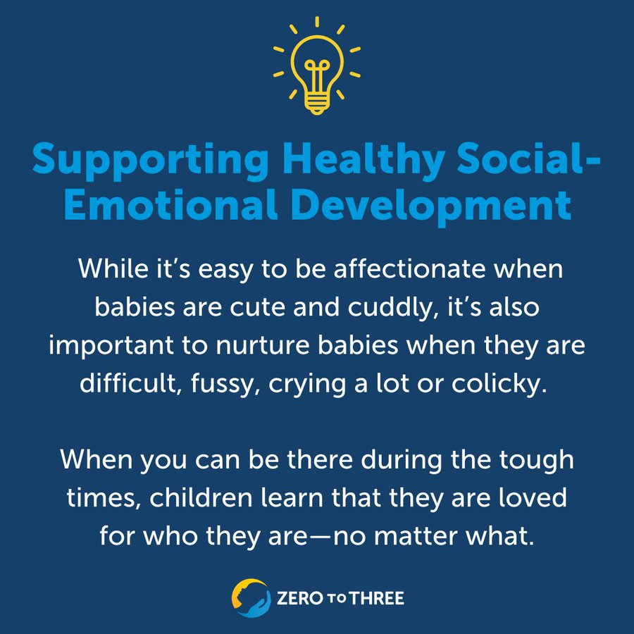 <a href="/ZEROTOTHREE/">ZERO TO THREE</a> Touching, holding, comforting, rocking, singing &amp; talking to a baby send the message that they are special &amp; loved - regardless of how they are acting at the moment.  More tips to foster positive social-emotional development: bit.ly/3EnpqAw #ECFamResources