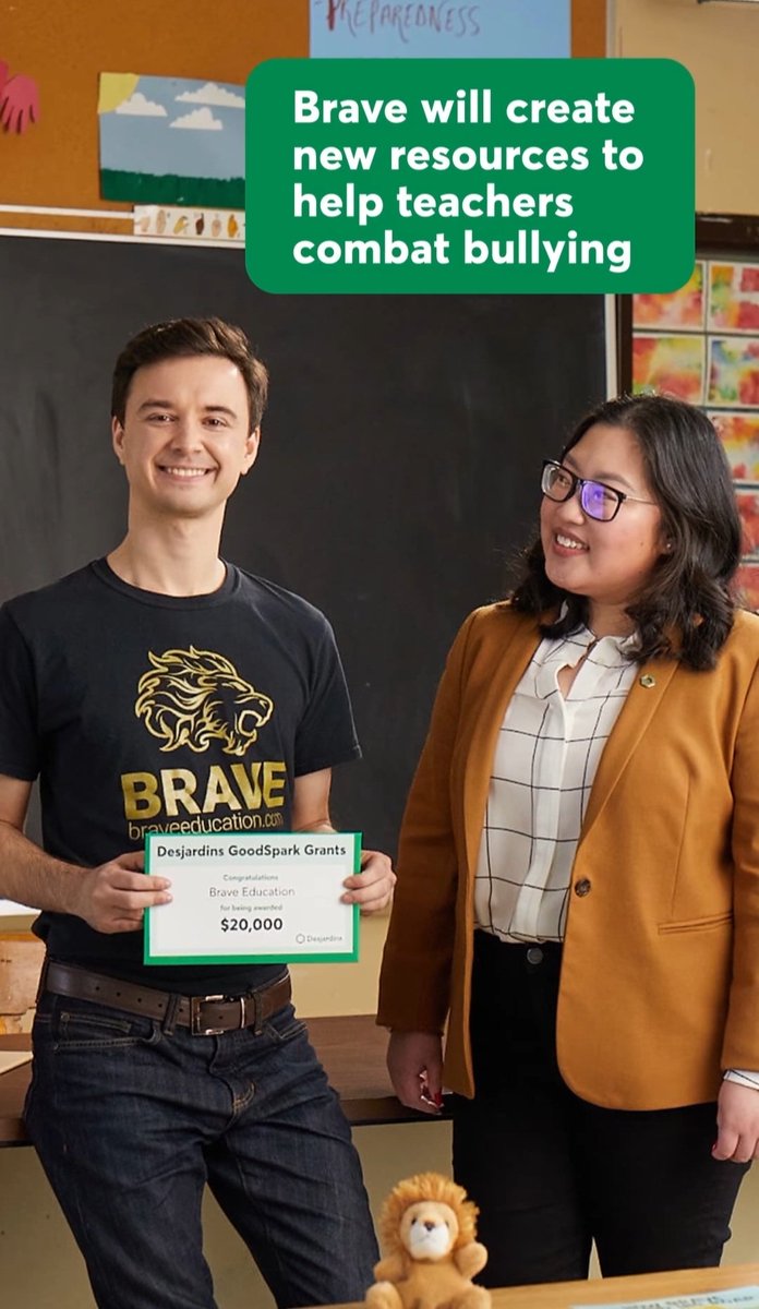 Brave_Education's tweet photo. Brave is a recipient of the 2022 Desjardins #GoodSparkGrant! This summer, we are using funds to create a new mental wellness program for primary students. Thank you @DesjardinsGroup for this amazing opportunity! Contact us now to book workshops for the 2022-23 school year!😁 https://t.co/bLHCp2GIWf