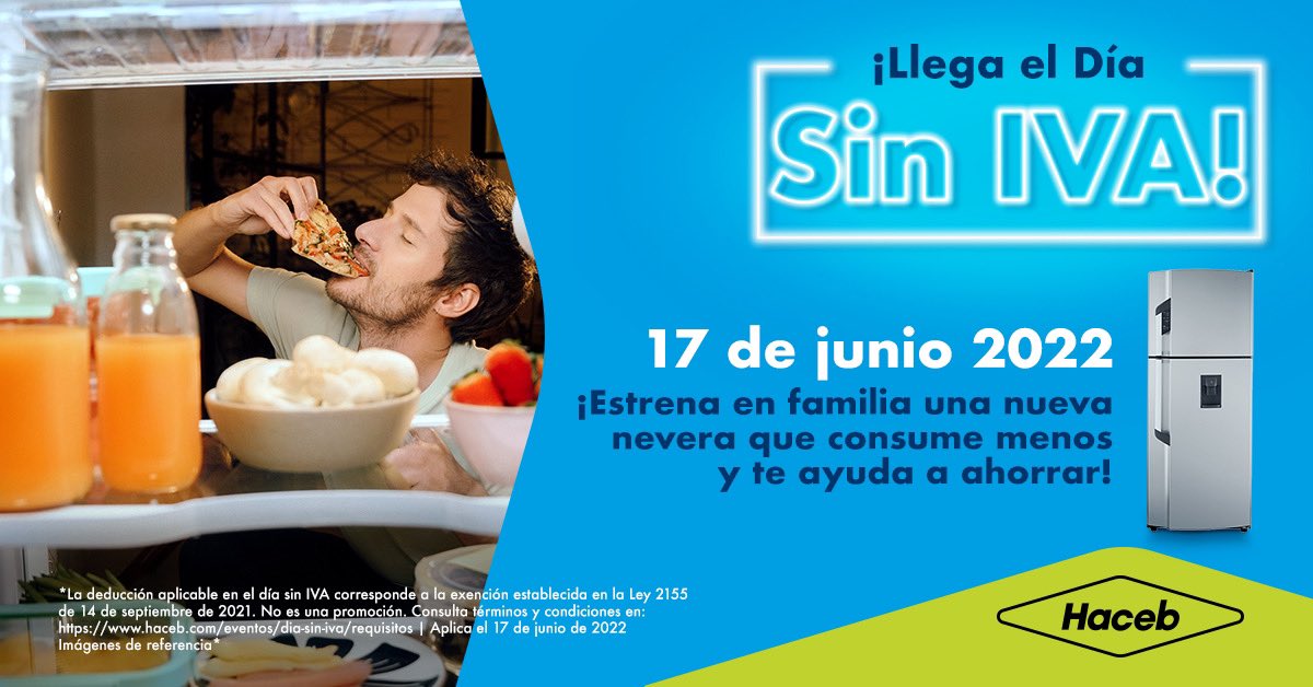 Si tienes #Haceb, eres familia. 
Aprovecha este 17 de junio el Día Sin Iva y estrena nevera.