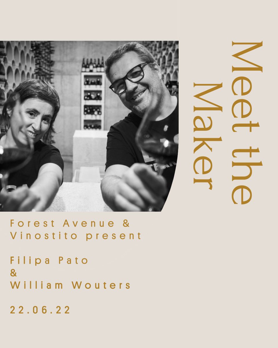 Excited to welcome Filipa Pato &amp; William Wouters to Dublin!

Join Vinostito &amp; Forest Avenue Wine Bar on Wednesday June 22nd at 6:30pm for an evening of small plates and wine flight presented by Filipa &amp; William.

For more info and to purchase tickets please visit our website.