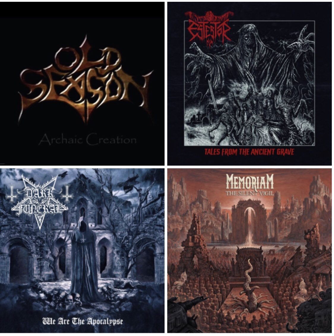 SilviaMetal666's tweet photo. Albums I’ve been listening to today
🤘🏼🤘🏼🤘🏼🤘🏼
🔥🔥🔥🔥
‘Cause I like almost every Metal genre…
#OldSeason
#Estertor
#DarkFuneral
#Memoriam
#EpicHeavyMetal
#ThrashMetal
#BlackMetal
#DeathMetal
#MetalAlbum
#MetalObsessed
#MetalSavesMeFromEverything https://t.co/d7cTdtNrt2