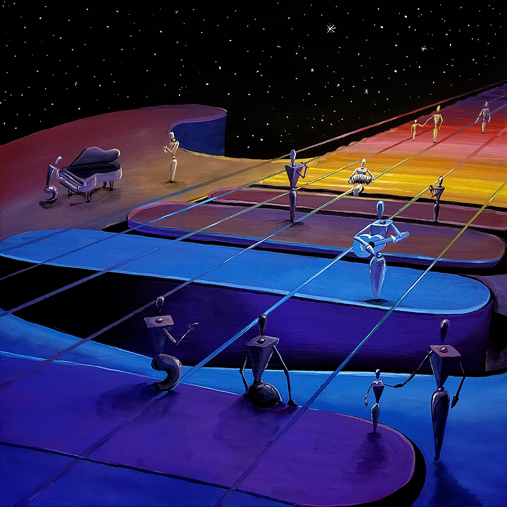 FlookoTheArtist's tweet photo. "Spectrum" An acrylic painting I did for Nili Brosh's guitar album cover. https://t.co/pq8G0JlKem