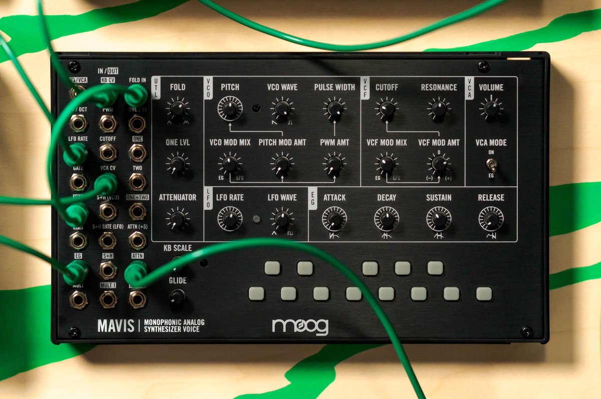 moogmusicinc's tweet image. Meet Mavis: a powerful, compact, all-analog synthesizer with classic Moog sound, 24 patch points, a built-in keyboard, and a protective cover—complete with our first-ever wavefolder—for $349 USD.

Now available at dealers worldwide!

More about #MoogMavis: bit.ly/3tAF8UG