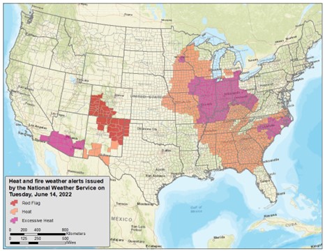 ClimateUCS's tweet photo. Today is #HeatActionDay, and triple-digit temperatures continue to bake much of the US. 27 states have heat or fire weather warnings in effect from @NWS.⚠️ This Heat Action Day, let's understand and reduce the impact of #DangerSeason. https://t.co/jhWDkyiFBO