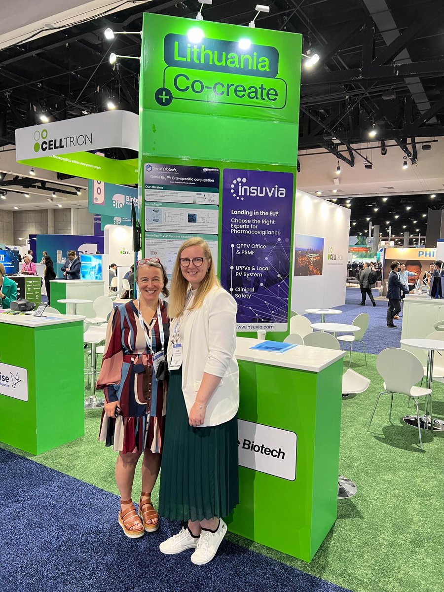 CSkentelbery's tweet photo. The huge smiles say it all. So happy to see the lovely @EuropaBio members waving the flag for European biotech at #BIO2022. The delightful @vait_agne and me. https://t.co/aYSzqpisaH