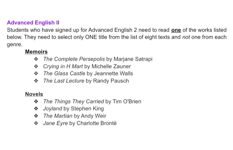 ADVANCED English 2 summer reading for sophomores <a href="/NISDBrandeis/">Brandeis High School</a> ☀️