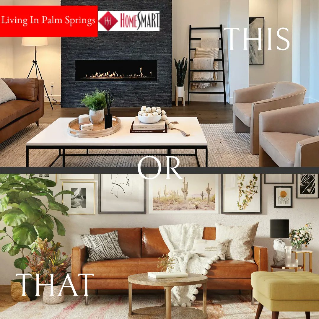 NealNussbaum's tweet photo. This or That? These are two different styles of living rooms. Do you like a more transitional look like this or are you more bohemian modern?

.
.
#LivingInPalmSprings #PalmSprings #realestatetips #househunting #housingmarket #realestate #realtor #realestateagent #homebuying https://t.co/zvmA4HFuDV