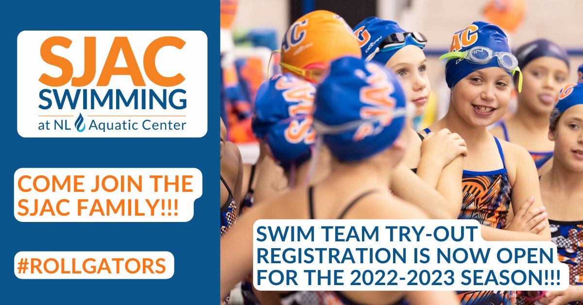 2022-2023 SJAC Swim Team Try-Out Registration is NOW OPEN!!! Limited space available, sign up today to secure your spot!!! #rollgators🐊

ow.ly/AMl450Jxifw