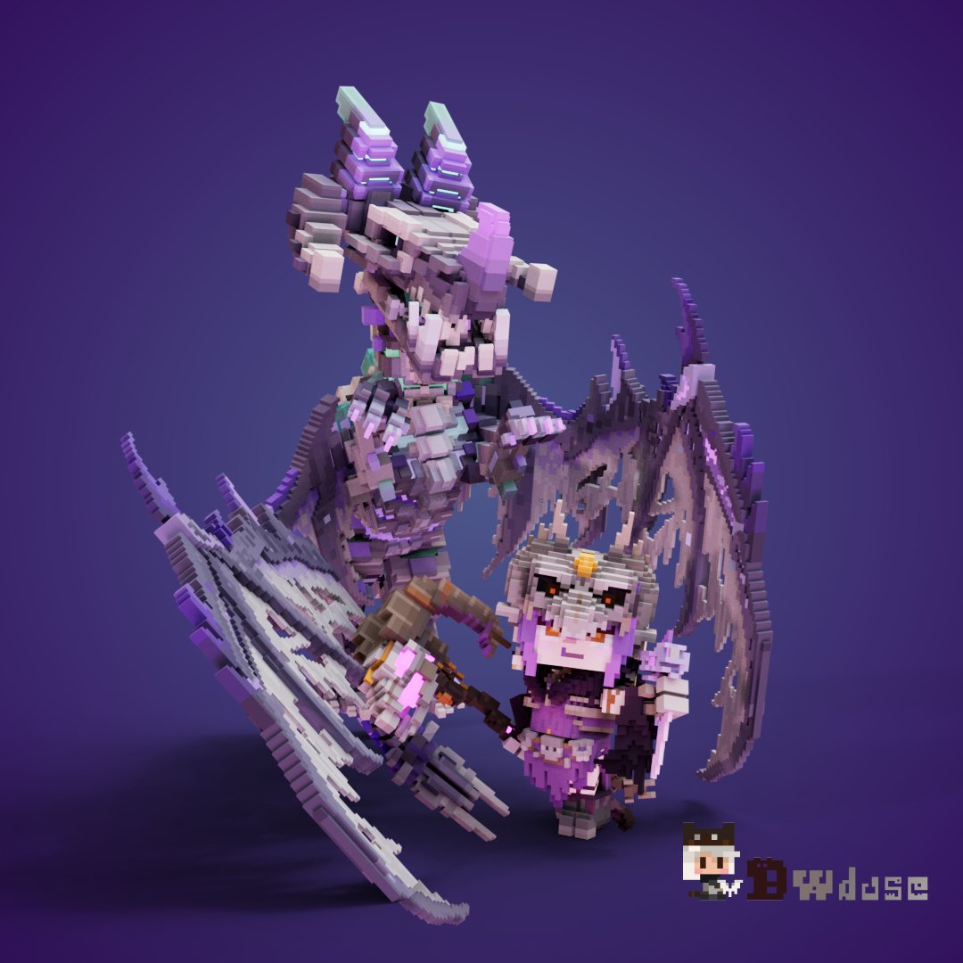 ⭐️🌟The skeleton dragon~~🐉🐉for this lady~⭐️🌟  #voxel #magicavoxel #voxEdit #3D #3DModel #voxelart