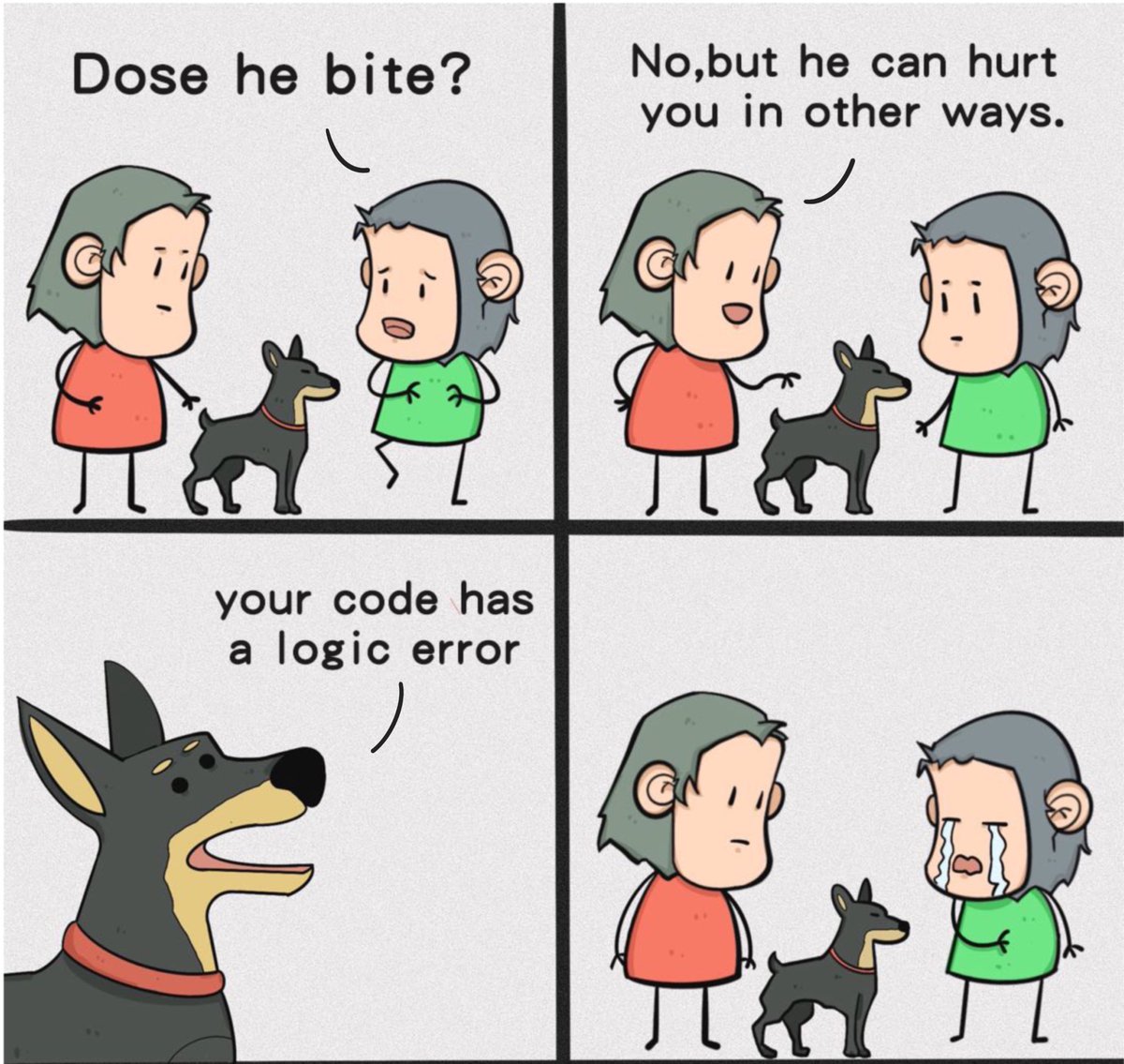 "Does he bite?"
"No, but he can hurt u in other ways."
"Your code has a logic error."
😭😭😭😭😭😭
#NFTs #BugApes #ERROR #code #NFTMemes