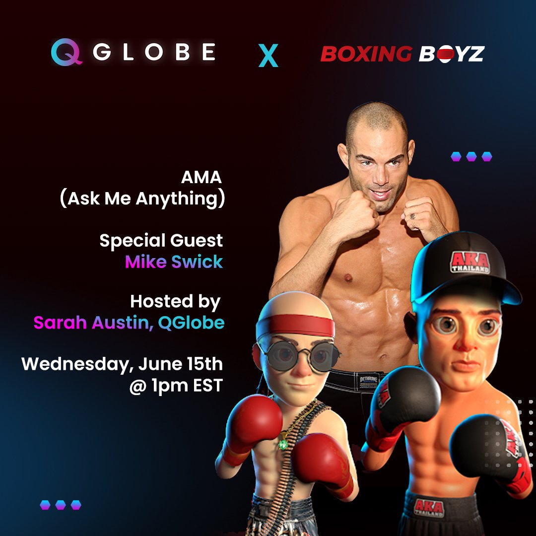 tiltedxyz's tweet photo. ๐ขJoin #QGlobe for an AMA with @boxing_boyz hosted by @sarahaustin with special guest, @officialswick, 15x #UFC Veteran!๐ฅ
#BoxingBoyz is a 3D animated #NFTcollection of unique #boxing characters.๐ฅ
June 15th | 5PM UTC โฐ
๐Set reminder: https://t.co/ti714OVApe https://t.co/GRwHaJUmmZ