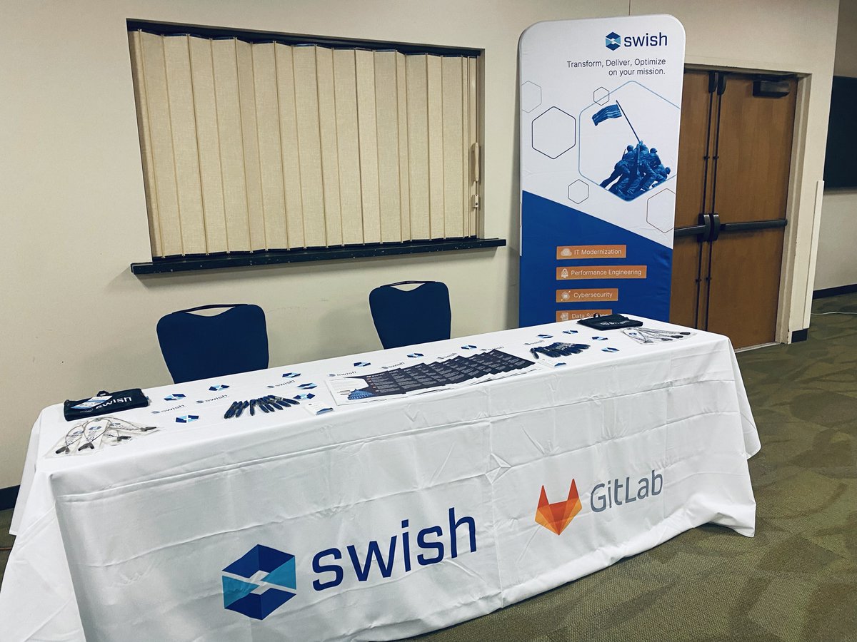 SwishData's tweet photo. Today Swish is set up with GitLab at Fort Sam Houston. If you're in the area stop by and say hello to Rick Shafer! #SwishDifference #itmodernization #performanceengineering #cybersecurity #datascience https://t.co/eWwtkSjuUQ