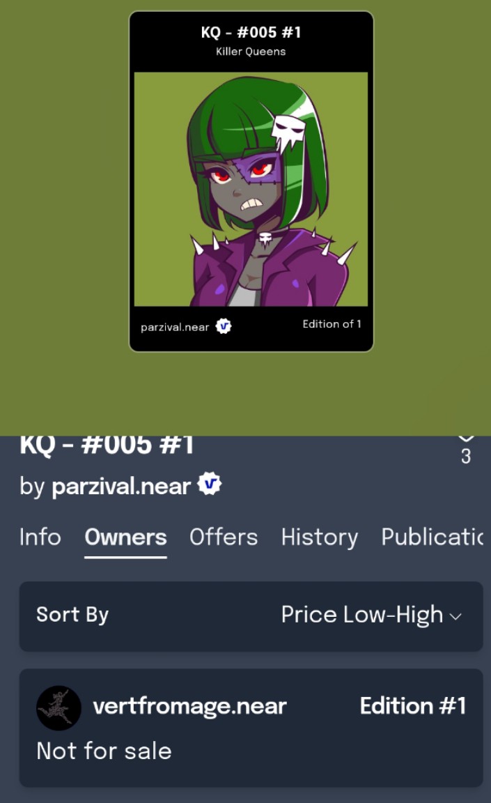 KillerQueens10's tweet photo. LFG! We have our sixth buyer! Thank you so much @vertfromageio for collecting! 😍🥰
#NFTcollector #NEARnft 

Get yours now on @ParasHQ ! ⚡ https://t.co/zScDLEFEcG