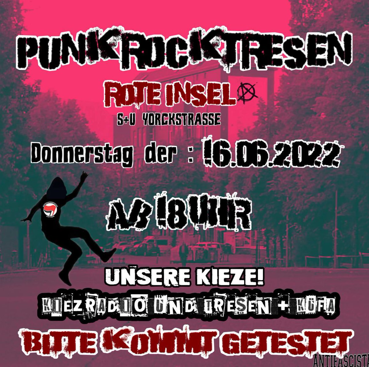 Der erste Potse Punkrock-Tresen seit langem + Kiezradio und Küfa steht an - juhuuu🥳 leider nicht bei uns, sondern in der roten Insel. S/U-Bahnhof Yorkstr. Wie immer gilt: No hard alk, no hard drugs, no discrimination! Macht vorher eine CovidTest! #potsebleibt #b1606