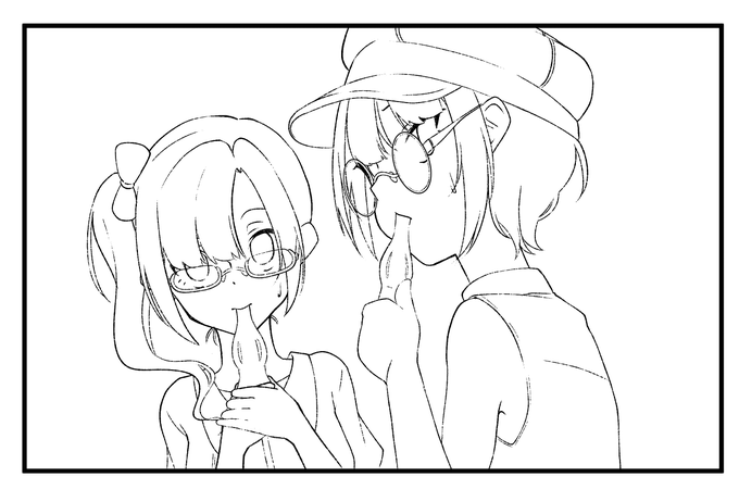 便乗58日目白雪千夜と五十嵐響子 線画#100日チャレンジ 