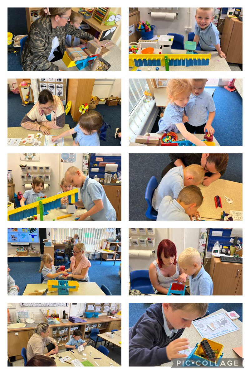 StBernardsep's tweet photo. What a lovely afternoon! Team Reception welcomed their parents into class this afternoon to share their maths learning. We did lots of weighing - we made play dough, became human scales and had a go at making our own scales, amongst many other things. #stbMaths https://t.co/uULyWml2Ed