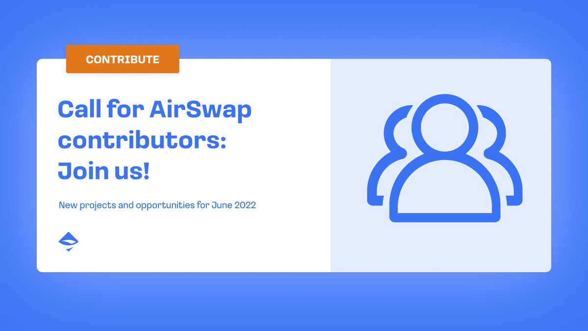 1/ Ready to learn Web3?🔥 Contribute to a DAO?👩🏻‍💻👨🏽‍💻 AirSwap has tons of projects ready to be worked on today, with ways to earn for contributing! Join an open community of designers, developers, and marketers working toward the future of the decentralized web

Let’s take a look 🧵