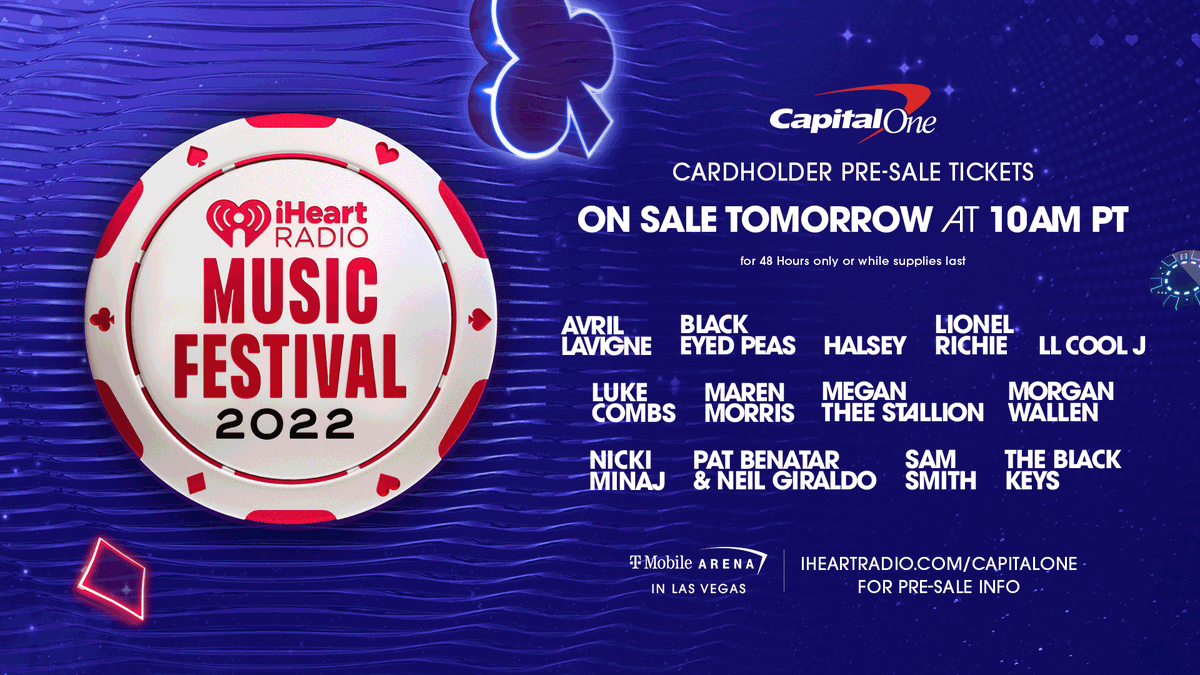 Z94Radio's tweet photo. TOMORROW! Get your #iHeartFestival tickets first during the @CapitalOne cardholder pre-sale from June 15-17th + add on a Capital One Access Pass to attend a soundcheck party with @AvrilLavigne! https://t.co/Q9X0Fzd4xW https://t.co/ERwHkf0meT