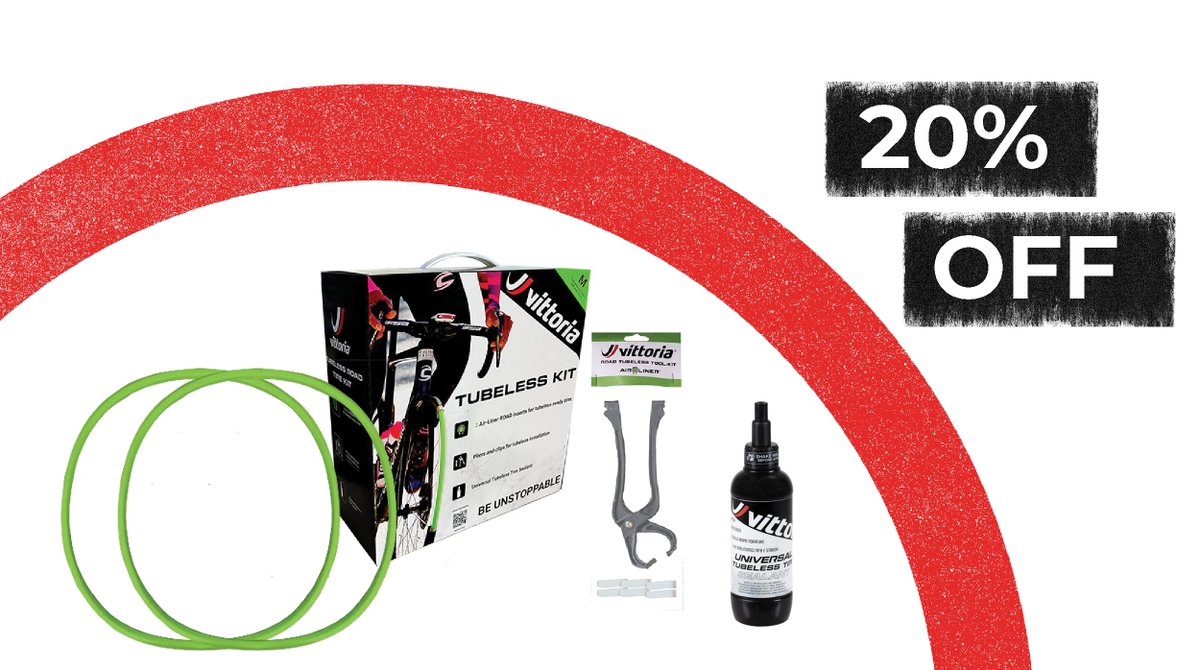 Vittoria Tubeless Road Kit- best experience on your tubeless tires! Now 20% OFF! 2 #AirLiner Road inserts, 1 Universal Tubeless Tire Sealant & the Road Tubeless Tool kit- pliers and clips for easy tubeless tire removal. Code: AIRLINER vittoria.com/us/en/bike-acc… #TheRideAhead