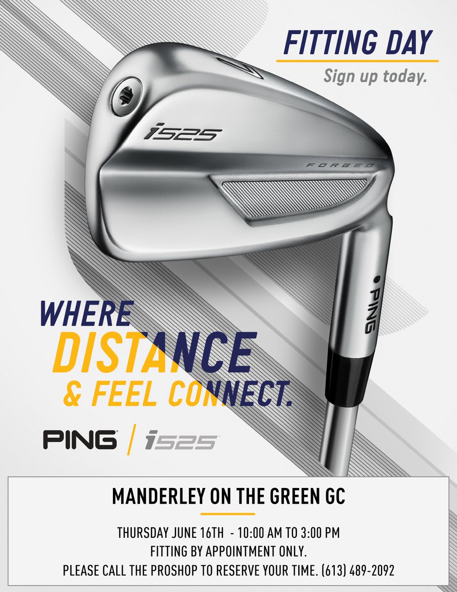 For anyone looking to be fit for PING clubs with yours truly and a Trackman. A rare opportunity as we have a couple appointments open for this Thursday at Manderley on the Green. Call the proshop to reserve your time. (613) 489-2092 @manderleygolf