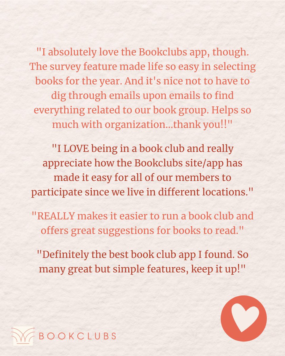 THANK YOU to everyone who took the time to fill out our annual Bookclubs admin survey!⁠

Check out some of the wonderful feedback we received❣️ #Bookclubs #BookClub #BookClubApp